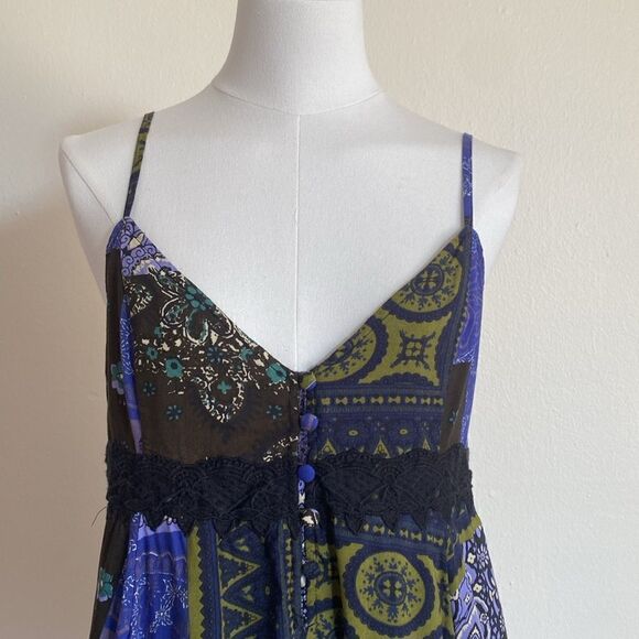 UO Dark Blue Azalea Lace Inset Frock Dress Size Small NWT - Picture 5 of 13